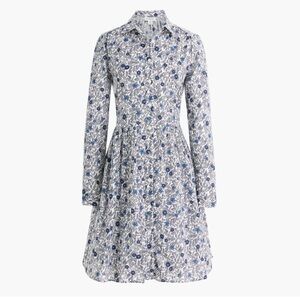 Jcrew Blue White Floral Collared Mini Shirtdress Size 6